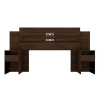 Cabeceira Cama Box Madeirado Casal Triunfo c/ 2 Gavetas Ébano Touch - Demóbile