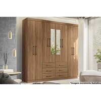 Guarda Roupa 8 Portas e 6 Gavetas c/ Espelho Liverpool Jatoba - Santos Andirá