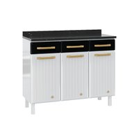 Gabinete de Cozinha Modulado Balcão Diamante 3 Portas e 3 Gavetas c/ Tampo 105cm Branco/Preto - Telasul