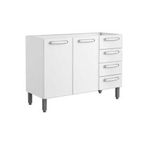 Balcão de Cozinha Evidence 7026 2 Portas e 4 Gavetas s/ Tampo 120cm Branco - Bertolini