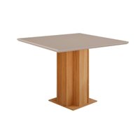 Mesa de Sala Jantar Sophia + Tampo Madeirado Vidro 95x95cm Nature/Off White - Cimol