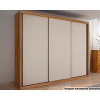 Guarda Roupa 3 Portas de Correr e 6 Gavetas Paradizzo Gold Freijó Cumaru/Branco - Novo Horizonte