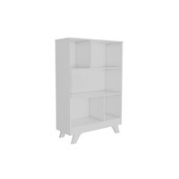 Estante de Livros Retrô 2868 c/ 5 Nichos Branco Brilho - Peroba