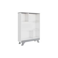 Estante de Livros Retrô 2868 c/ 5 Nichos Branco Brilho/Cinza - Peroba