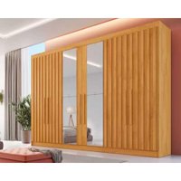 Guarda Roupa 6 Portas Potente c/6 Gavetas e c/ 4 Ripadas c/2 Espelhos Peroba - Europa