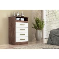 Cômoda Casal Jéssica c/ 1 Nicho e 4 Gavetas Branco/Rosa/Azul - ACP