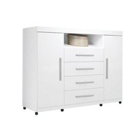 Cômoda Solteiro Master c/ 2 Portas 1 Nicho e 4 Gavetas Branco - Santos Andirá