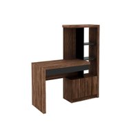 Mesa de Escritório ME4143 c/ 2 Portas e 1 Gaveta Preto/Nogal - Tecno Mobili