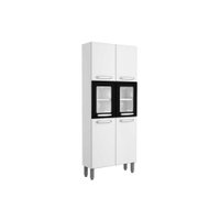 Paneleiro de Cozinha Evidence 7039 6 Portas (2 c/ Vidro) 80cm Branco/Preto - Bertolini