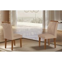Kit 2 Cadeiras Sala Jantar Amsterdã 2 Un Imbuia/Linho Bouclê Creme - Rufato