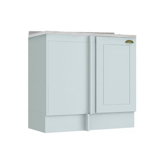 Balcão de Cozinha Modulado  Canto Reto Americana 1Pta c/ Tampo Branco - Henn