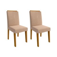 Kit 2 Cadeiras Sala Jantar Clarice  2 Un Nature/Suede Nude - Cimol