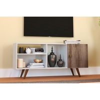 Rack para TV RT3014 até 47 Polegadas c/ 1 Porta Branco/Rustico - Movelbento