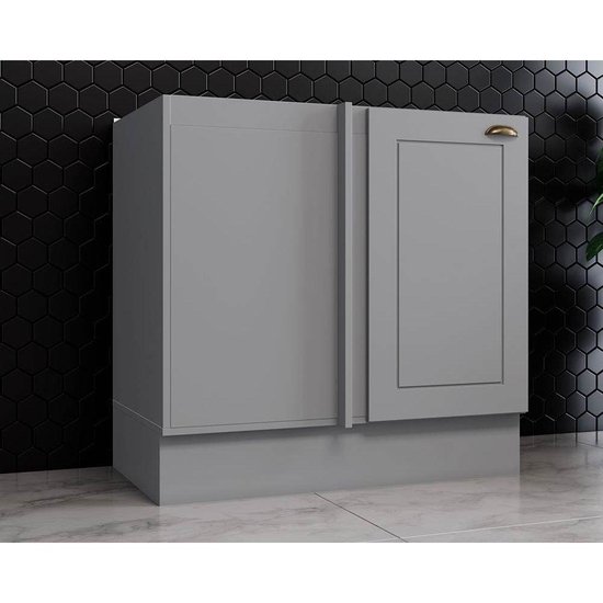 Balcão de Cozinha Modulado Canto Reto Americana 1 Porta s/ Tampo 84cm Cinza - Henn