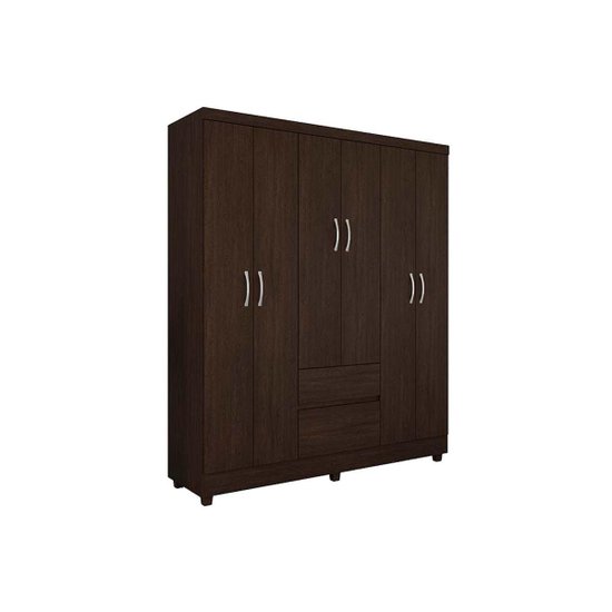 Guarda Roupa 6 Portas  e 2 Gavetas Flash II Ébano - Demóbile