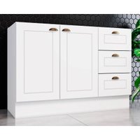 Gabinete de Cozinha Modulado Balcão Americana 2 Portas e 3 Gavetas s/ Tampo Branco - Henn