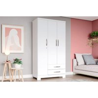 Guarda Roupa 3 Portas e 2 Gavetas Açaí DA133 c/ Pés Branco - Henn