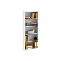 Estante Livreiro de Escritório ESM201 c/ 5 Nichos 70x182cm Branco - Movelbento