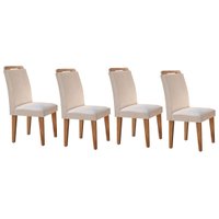 Cadeira Sala de Jantar Athenas Kit 4 Un Capuccino/Veludo Creme - Rufato