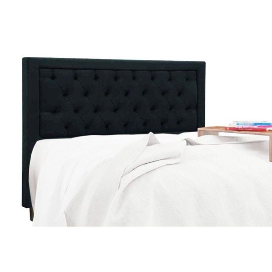 Cabeceira Cama Box Estofada Casal Casal Baronesa Casal - Suede Negro - Simbal