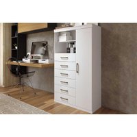 Cômoda Casal Marabá 1.6 c/ 1 Porta 2 Nichos e 6 Gavetas Branco - Santos Andirá