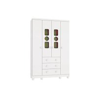 Guarda Roupa Infantil Tedy c/ 4 Portas e 3 Gavetas Branco - Peroba