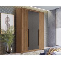 Guarda Roupa 4 Portas e 2 Gavetas c/ Pés Buriti Jatoba/Grafitte - Santos Andirá