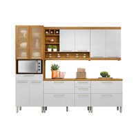 Cozinha Completa Burguesa Premium 5 Peças (2 Armários + 2 Balcões + 1 Paneleiro) C5P23 Freijó/Branco - Nesher