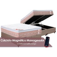Cama Box Baú King: Colchão Espuma Castor Vibro Massagem Magnético Premium + Base CRC Courano Clean(193x203)