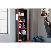 Estante Livreiro de Escritório MB 1022 c/ 5 Nichos Preto/Vermelho - Movelbento