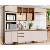 Cozinha Modulada Completa Connect 6 Peças (2 Aéreos+2Balcões+1 aneleiro+1Complemento) CPT95 Duna/Cristal - Henn