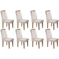 Conjunto: Mesa Sala Jantar Athenas Kit 8 Un Imbuia/Veludo Creme - Rufato
