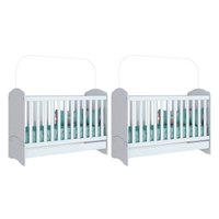 Berço / Mini Cama Infantil Bala de Menta 3 em 1 (2 Un) Branco - Henn
