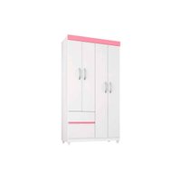 Guarda Roupa 4 Portas  e 2 Gavetas Lotus Branco/Rosa - Demóbile