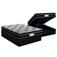 Cama Box Baú Queen: Colchão Molas Probel Prolastic ProDormir Born + Base CRC Suede Black(158x198)