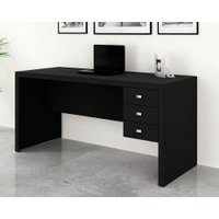 Mesa de Computador Solteiro ME4113 c/ 3 Gavetas Preto - Tecno Mobili