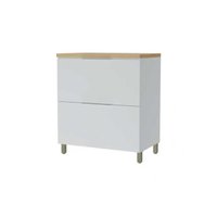 Gabinete de Cozinha Modulado Balcão Marquesa 1 Porta Basculante e 1 Gaveta c/ Tampo 80cm Branca/Nature - Nesher