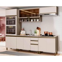 Cozinha Modulada Henn Connect 6 Peças (2 Aéreos+2Balcões+1Paneleiro+1Complemento) CPT96 Duna/Cristal-Henn