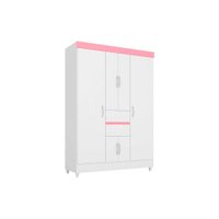 Guarda Roupa 6 Portas  e 2 Gavetas Ecom II Branco/Rosa - Demóbile
