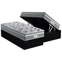 Cama Box Baú Solteiro: Colchão Molas Ensacadas Probel MasterPocket ProDormir Evolution + Base CRC Suede Black(88x188)