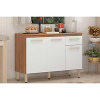 Balcão de Cozinha Modulado  Dama 3 Portas e 1 Gaveta c/ Tampo Amendola/Branco - Demóbile