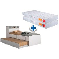 Colchão Solteiro Pérola Polar (2un) + Bicama Ravena c/ Baú Branco