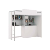 Beliche Multifuncional Office Teen Aquarela (Cama+Bancada+Baú+Nicho+Prateleiras) Branco - Santos Andirá