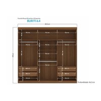 Guarda Roupa 6 Portas e 4 Gavetas Buriti jatoba/Areia - Santos Andirá