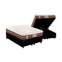 Cama Box Baú King: Colchão Molas Ensacadas Castor Pocket Silver Star Air Híbrido + Base CRC Courano Black(193x203)