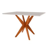 Mesa de Sala Jantar Donna 120 cm c/ Tampo Madeirado c/ Vidro Natural - Nesher