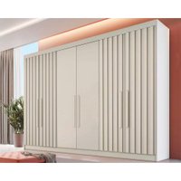 Guarda Roupa 6 Portas e 6 Gavetas c/ 4 Ripadas Potente Off White - Europa