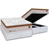 Cama Box Baú King: Colchão Molas Sealy Posturepedic Royal Confort + Base CRC Courano Branco(193x203)