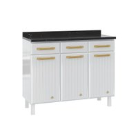 Balcão de Cozinha Modulado Diamante 3 Portas e 3 Gavetas c/ Tampo 105cm Branco - Telasul