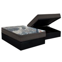 Cama Box Baú Casal: Colchão Molas Ensacadas Ortobom SuperPocket Fort Tech ISO + Base CRC Courano Black(138x188)